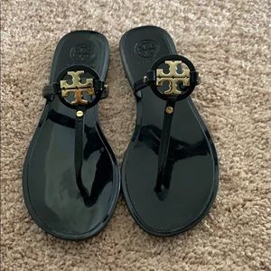 Tory Burch jelly black and gold sandals